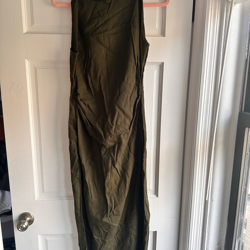 Zara Khaki Green Sleeveless Dress